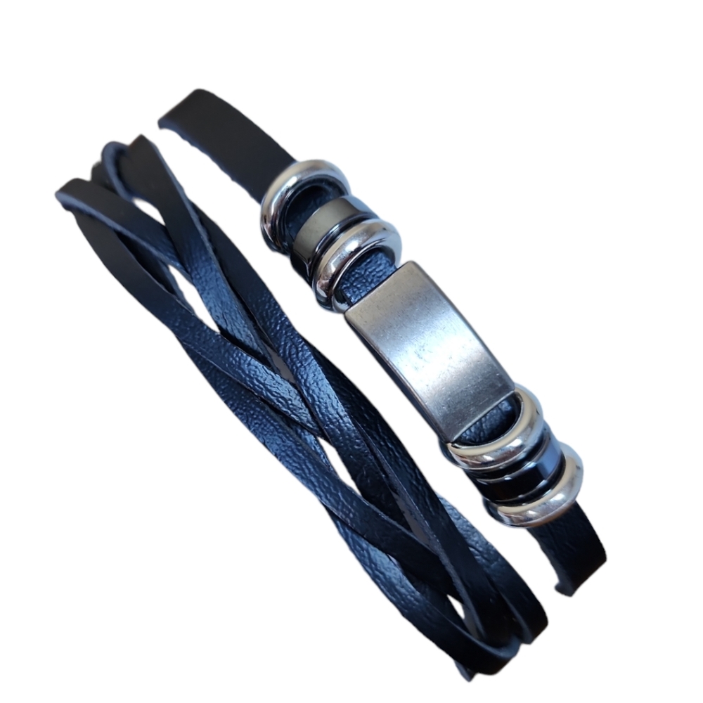 Unisex Leather Two-In-One Adjustable Bracelet